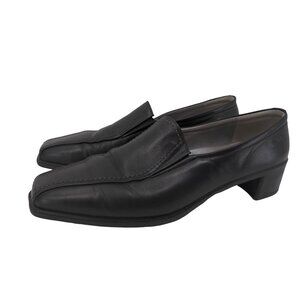 Ecco Heel Pump Women US 9 9.5 EU 40 Black Slip On Comfort Leather Career Classic